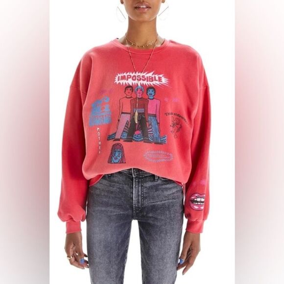 Mother Drop Square Stargazer Cotton Graphic Sweatshirt in Think Sideways Size XS - Picture 2 of 9